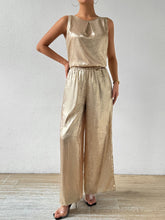 Honey Round Neck Sleeveless Top and Pants Set Camel OutfitFlow